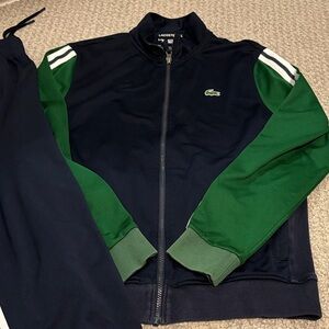 Lacoste Navy and Green Zip-Up Windbreaker Jacket